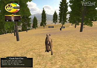 Screenshot of Wolves running down a ridge